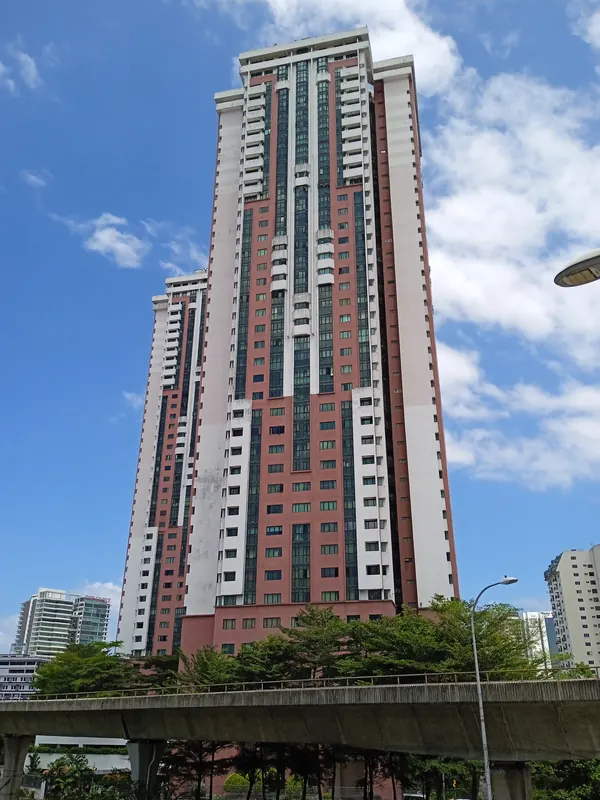 Bistari Condominium towers viewed from the street in Kuala Lumpur