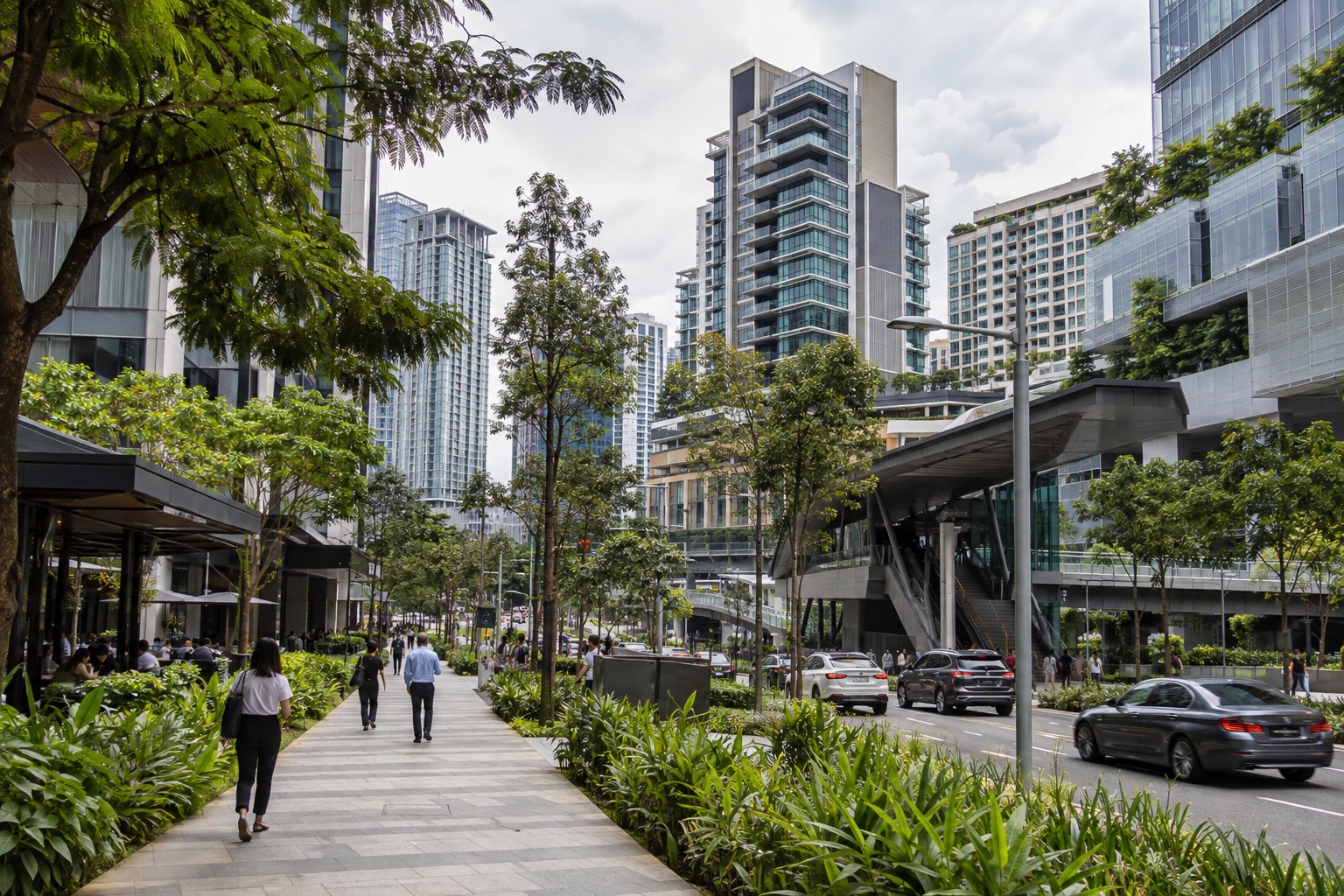 Modern residences, offices and landscaped pedestrian space near Pusat Bandar Damansara