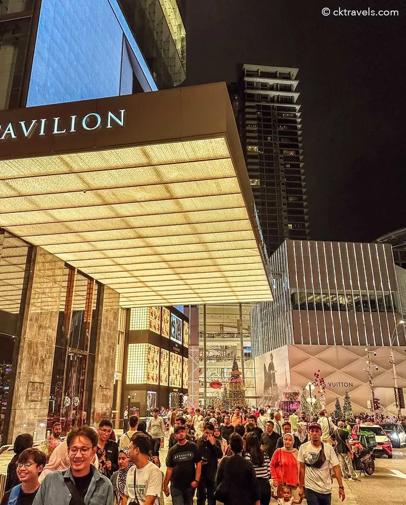 Pavilion Kuala Lumpur at night in Bukit Bintang